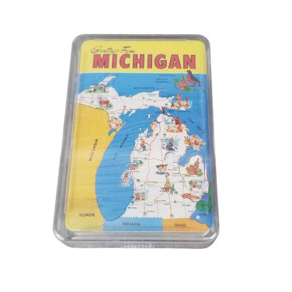 Greetings from Michigan Modern Vintage Playing Cards Sealed With Case - Picture 1 of 5